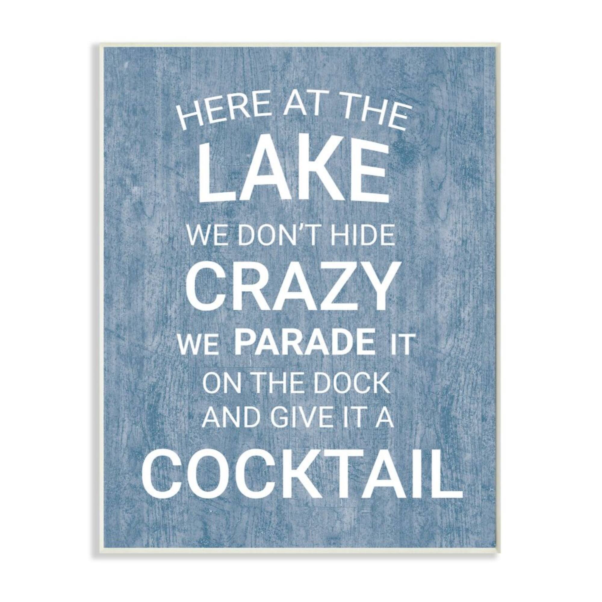 Stupell Industries Parade Crazy Funny Lake Party Blue Wooden Wall Plaque